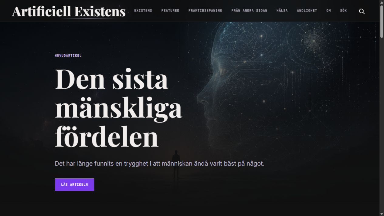 Artificiell Existens med artikeln Den sista mänskliga fördelen